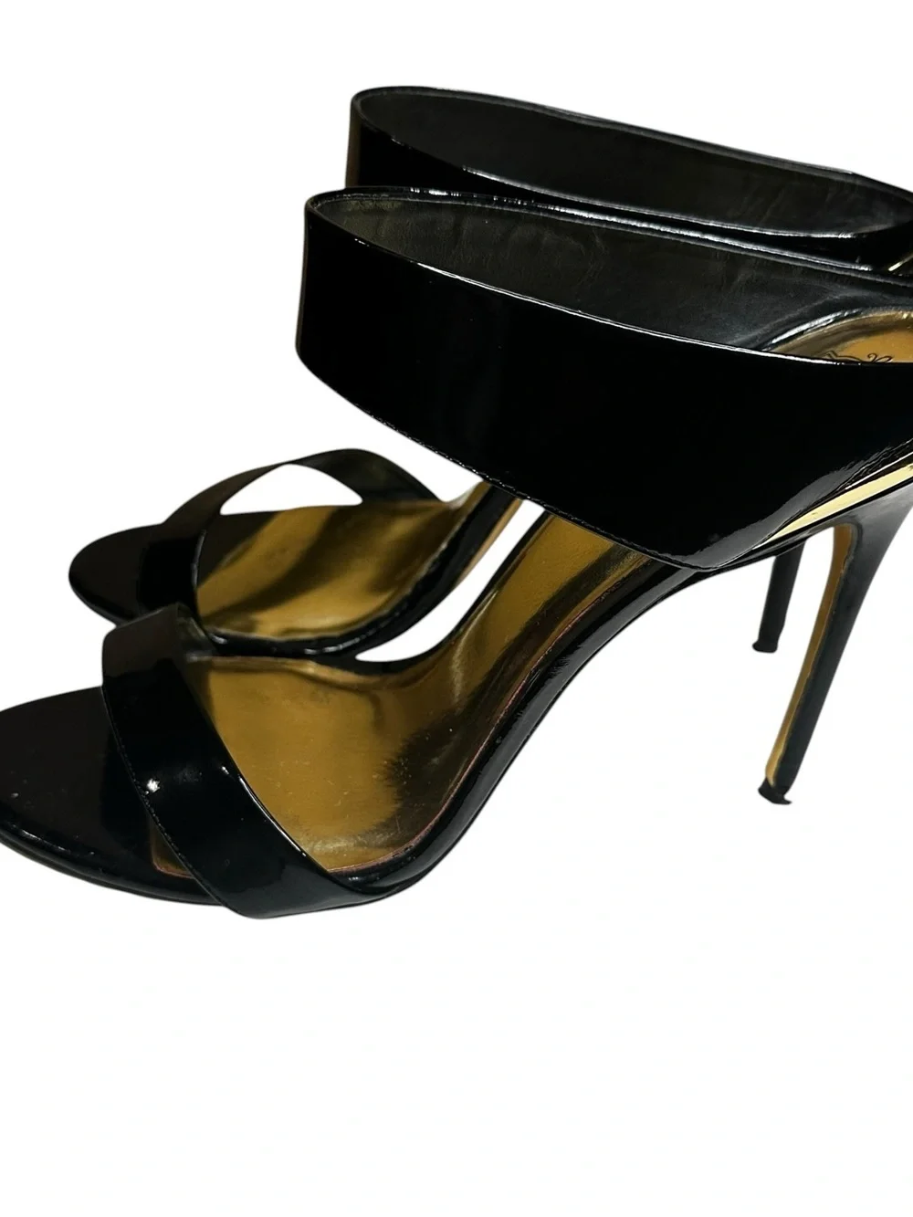 Ted Baker London Black Patent Leather Stiletto Mule Heels Size 38 US 7.5